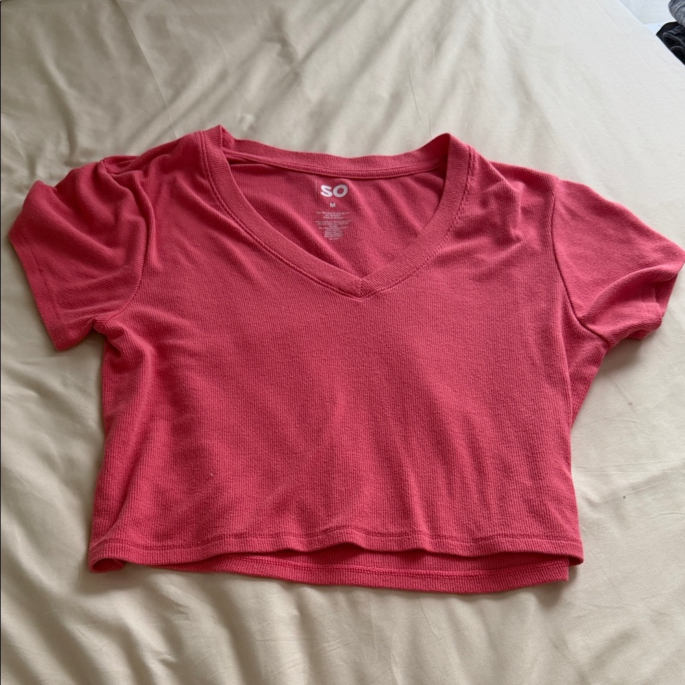 SO Women's Coral V-Neck Crop Top